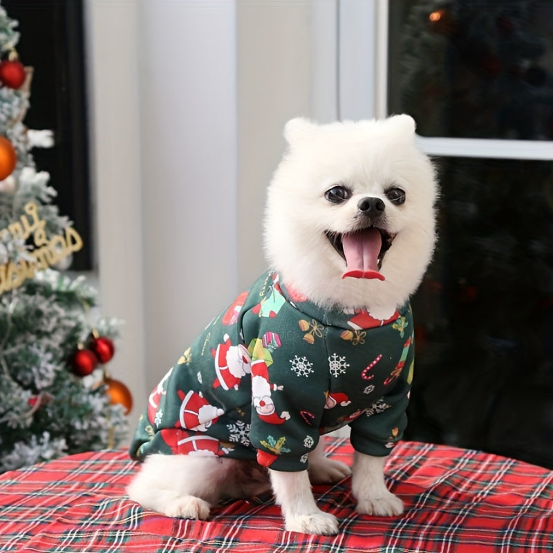 Pet Christmas Costume, Small Dog Sweatshirt, Autumn And Winter New Dog Clothes, Dog Plus Velvet Sweatshirt