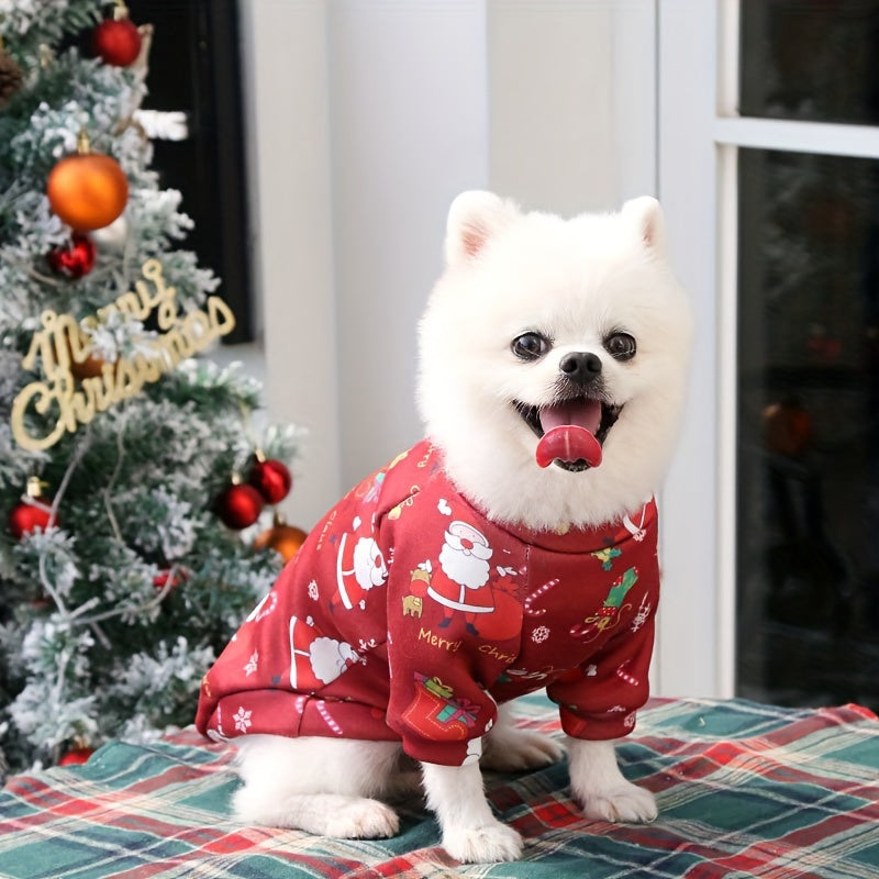 Pet Christmas Costume, Small Dog Sweatshirt, Autumn And Winter New Dog Clothes, Dog Plus Velvet Sweatshirt