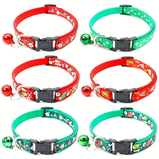 Pet Collar Christmas Nylon Cat Collar Adjustable Holiday Pet Collar, Pet Christmas Gift