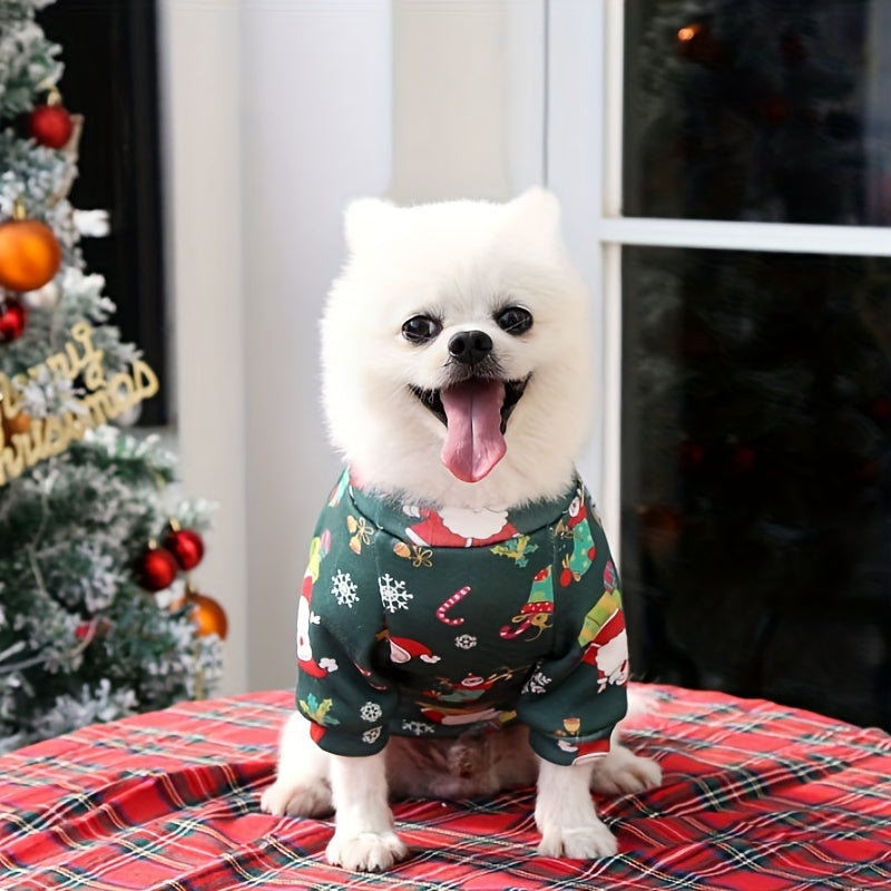 Pet Christmas Costume, Small Dog Sweatshirt, Autumn And Winter New Dog Clothes, Dog Plus Velvet Sweatshirt