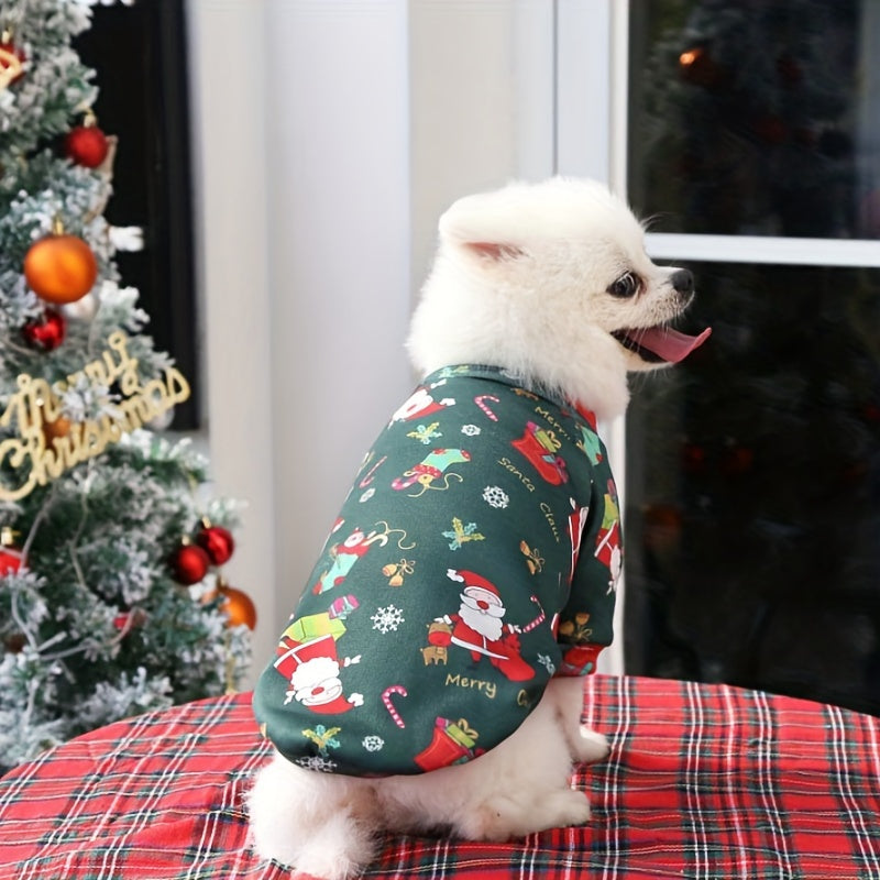 Pet Christmas Costume, Small Dog Sweatshirt, Autumn And Winter New Dog Clothes, Dog Plus Velvet Sweatshirt